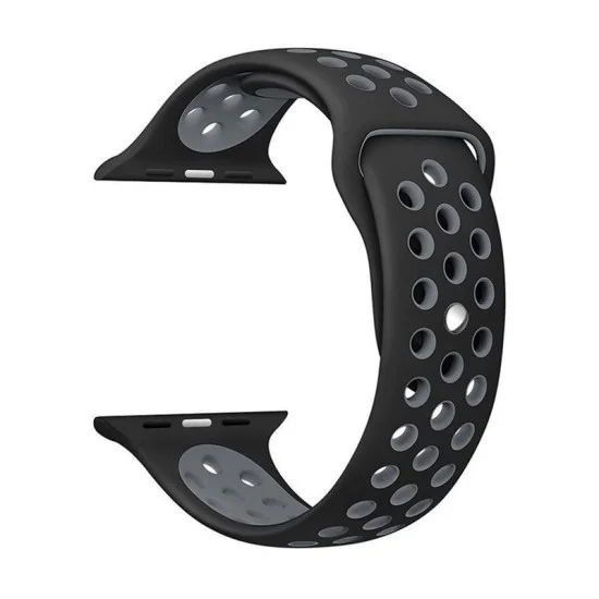 Apple Watch Strap 42/44 Mm Silicone Sport Band With Perforations And Pin‑And‑Tuck Closure Rockrose &ndash; Gray
